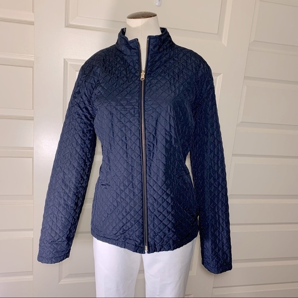 SPANNER Quilted Reversible Jacket Zip Up Sz L Navy Blue Anchors Pattern Pockets - Picture 7 of 15